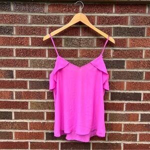 Express Chiffon Bubble Gum Pink Flounce Spaghetti Strap Tank Top